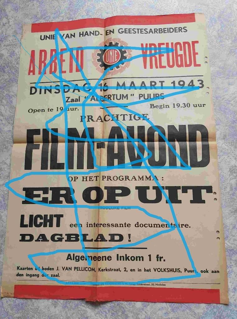 Poster Affiche Antwerpen Collaboratie Bezetting Vakbond VNV, Verzamelen, Posters, Verzenden, Zo goed als nieuw, Muziek