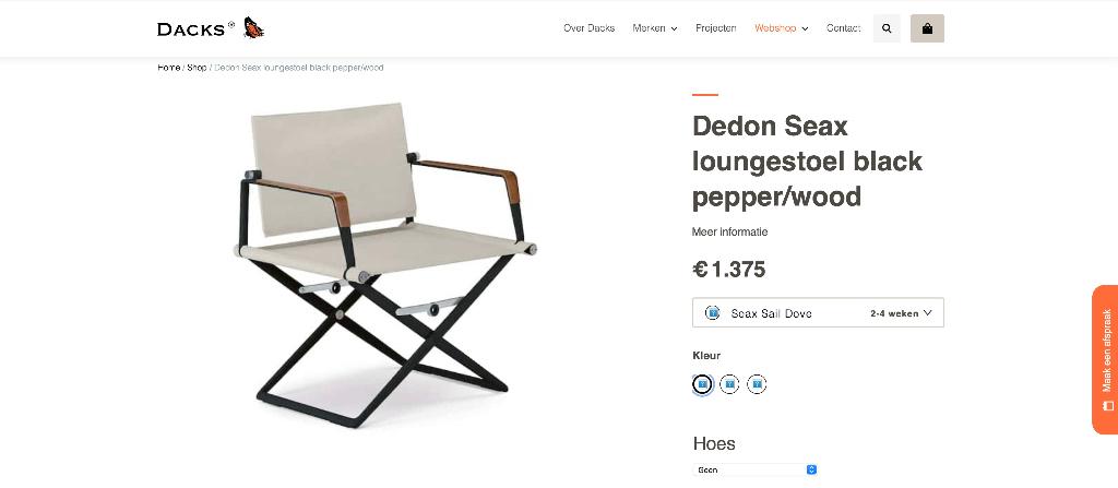 DEDON SEAX LOUNGESTOEL MET HOUTEN ARMLEGGER, Tuin en Terras, Tuinstoelen, Zo goed als nieuw, Aluminium, Inklapbaar, Ophalen