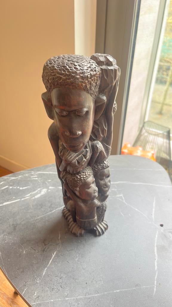 Handgesneden houten beeld Afrikaans stijl 30 cm, Ophalen, Hout, Boho