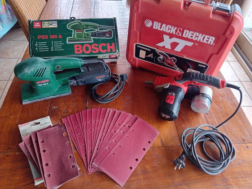 Bosh Vlakschuurmachine + Black & Decker bandschuurmachine, Enlèvement ou Envoi, Utilisé, Autres types