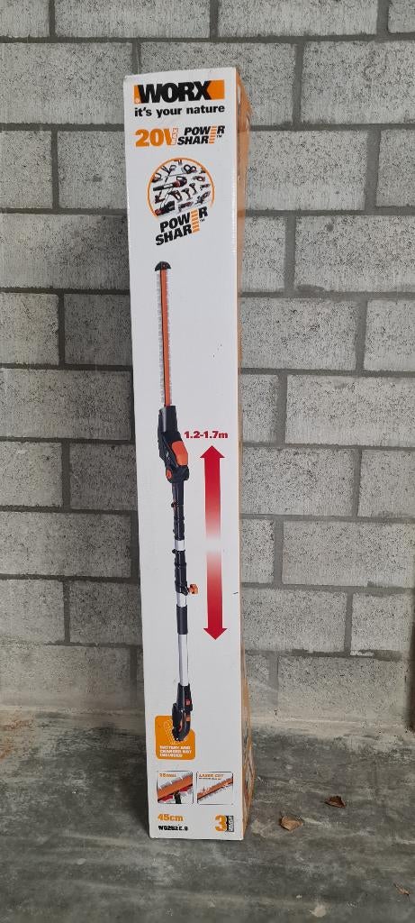 WORX accu heggenschaar op steel (zonder accu), Tuin en Terras, Heggenscharen, Ophalen, Gebruikt, Accu, Worx