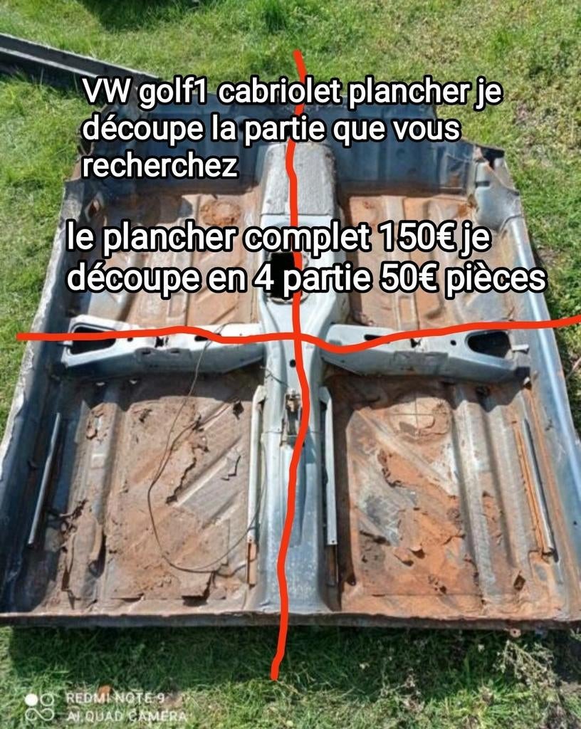 VW golf 1 cabriolet plancher tôle complète 150€ ou couper, Enlèvement, Utilisé, Volkswagen