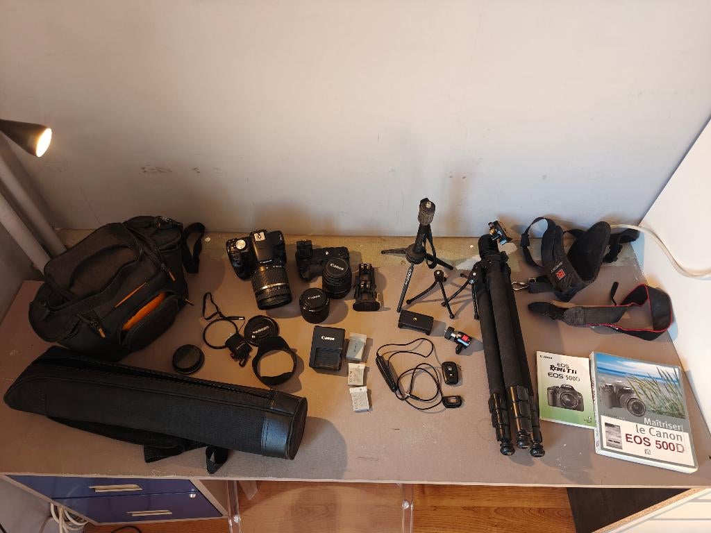 Canon EOS 500D + lenzen/ objectifs + accessoires (complet), Enlèvement, Utilisé, Reflex miroir, Canon