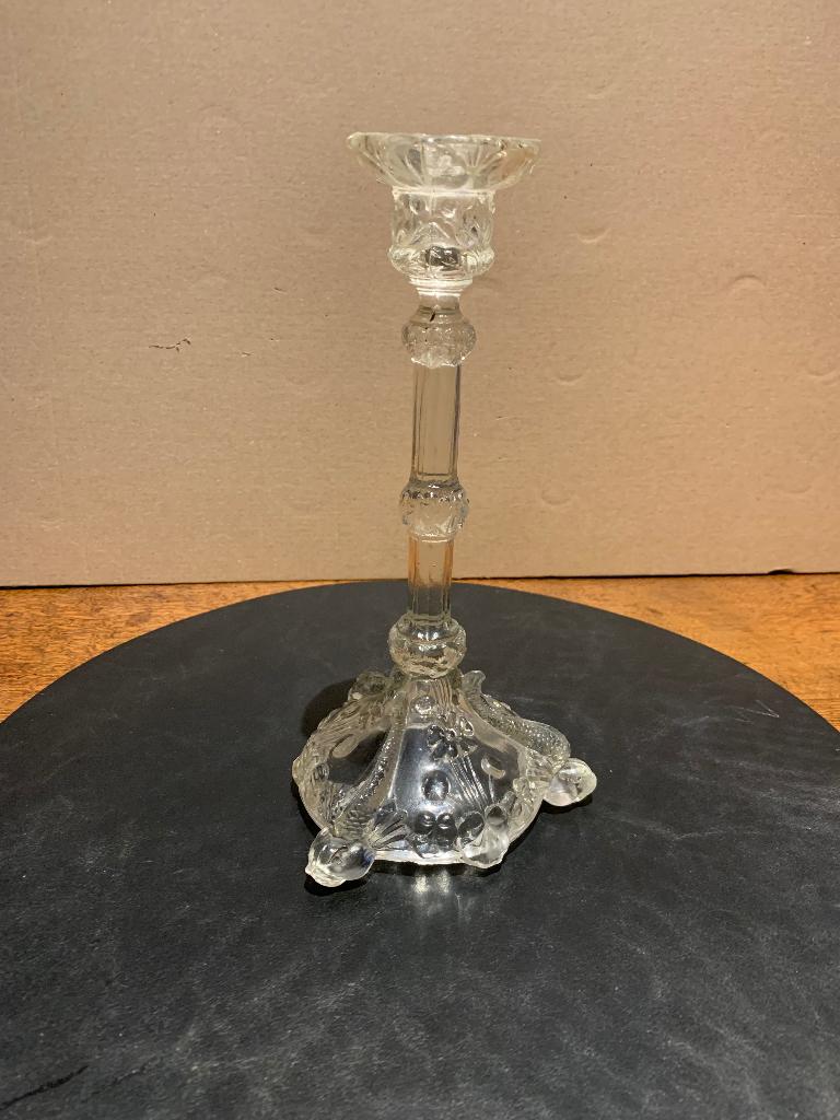 Antieke Persglazen Kandelaar met Schildpadvoet – Art Deco –, Ophalen of Verzenden, Glas