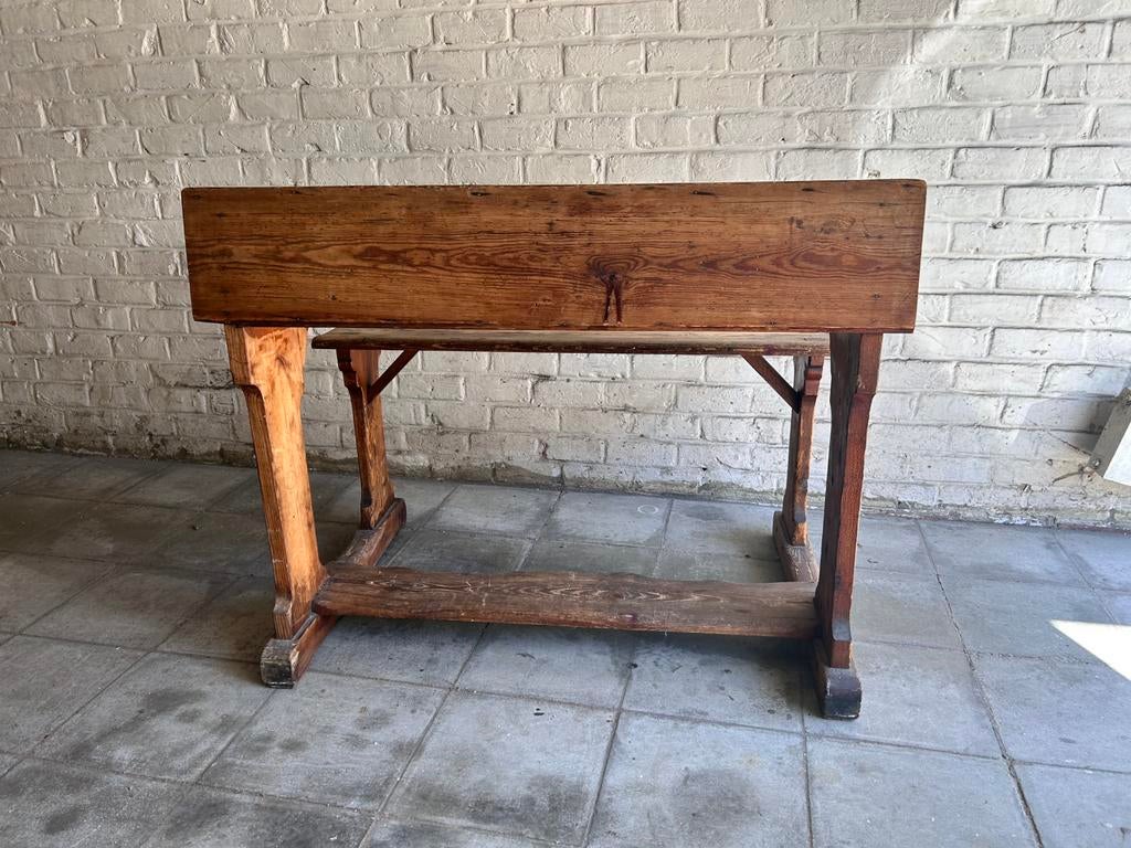 Ancien bureau d’ecolier , banc d’ecole / bureau chêne, Enlèvement, Comme neuf, Chêne