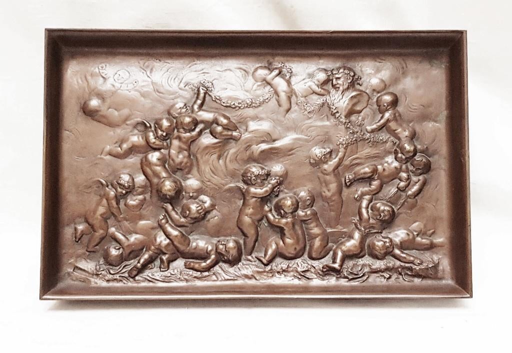 La Rue brons sater met putti 19e., Antiek en Kunst, Ophalen of Verzenden