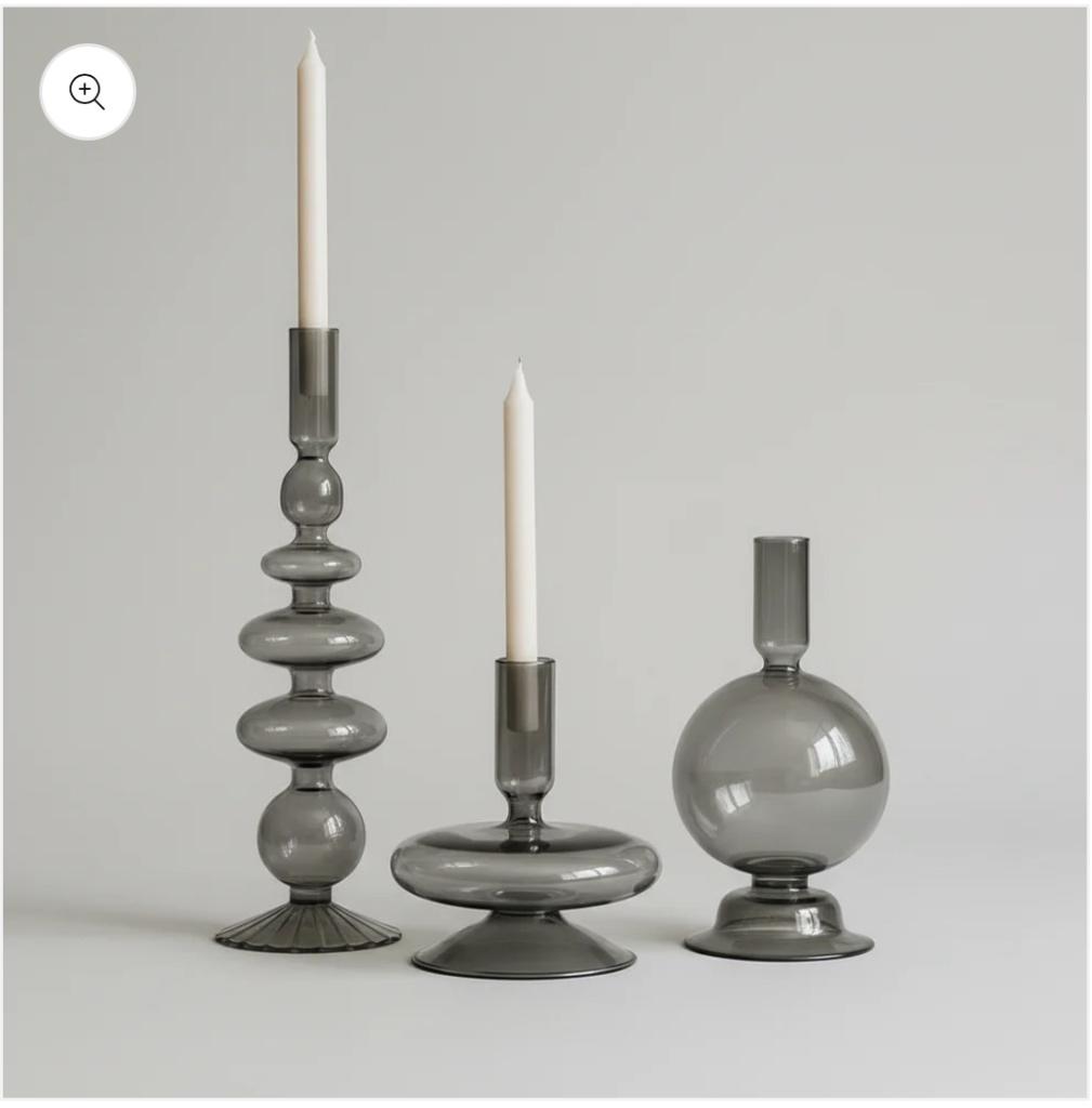 Glazen kandelaars – modern design in rookglas, Overige materialen, 25 tot 50 cm, Verzenden, Nieuw