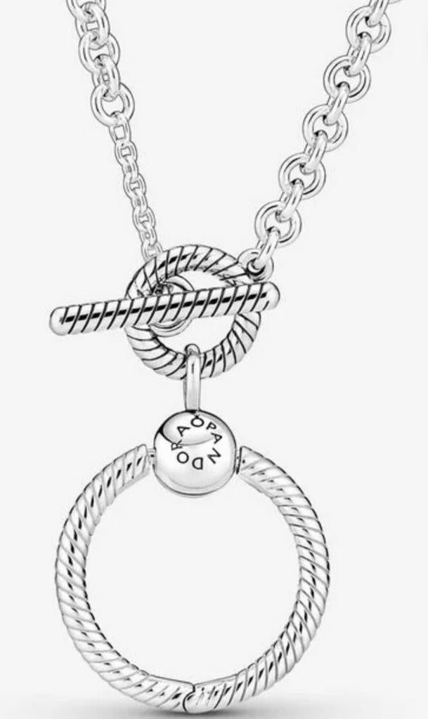 Collier fermoir T et pendentif O Pandora Moments, Neuf, Enlèvement, Réglable, Argent