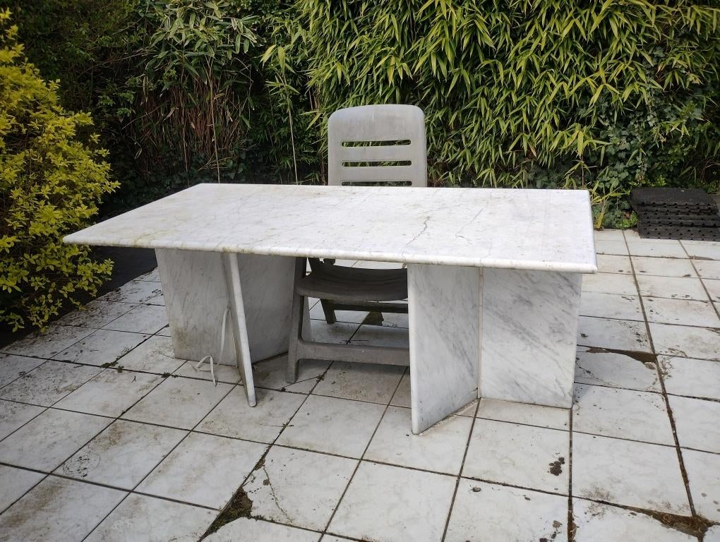 Marmeren tafel, Tuin en Terras, Ophalen, Gebruikt, Overige materialen