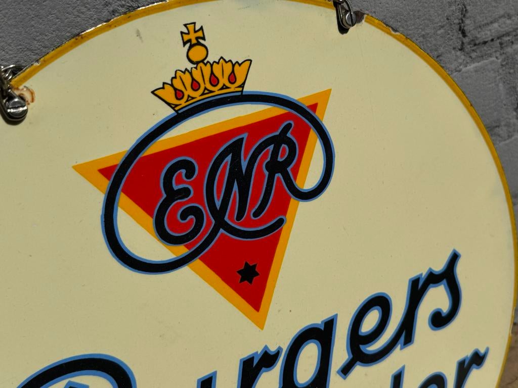 Burgers fietsen ENR oud emaille reclamebord, Ophalen of Verzenden