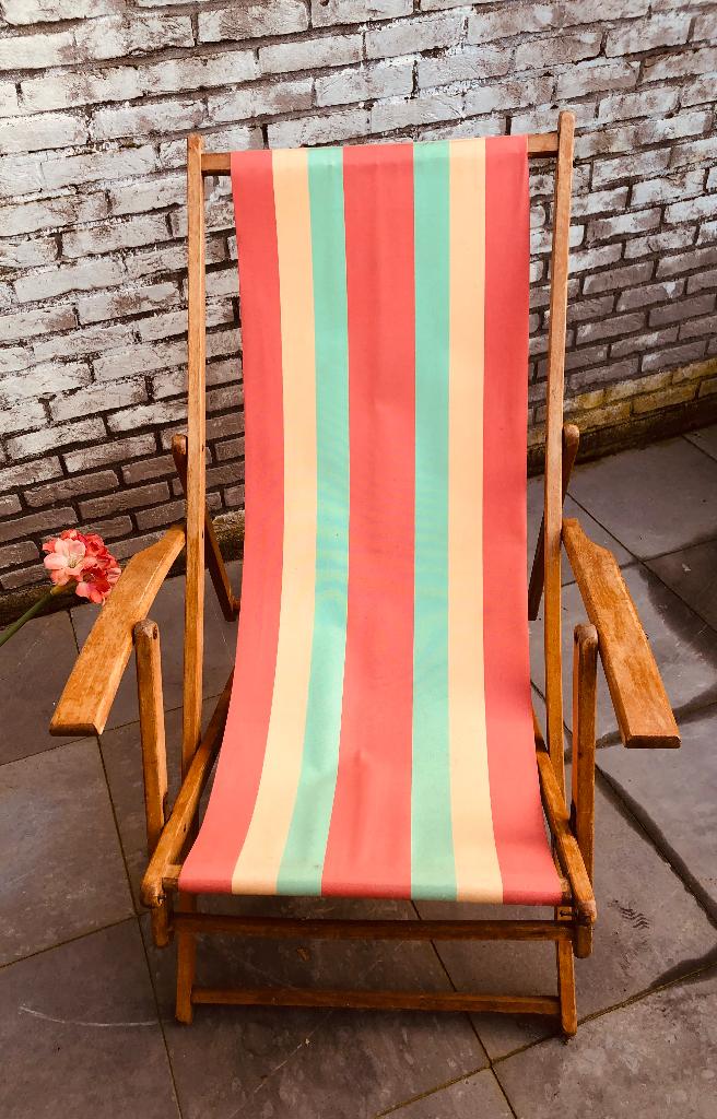 chaise de plage vintage, Enlèvement ou Envoi, Utilisé, Bois, Pliant