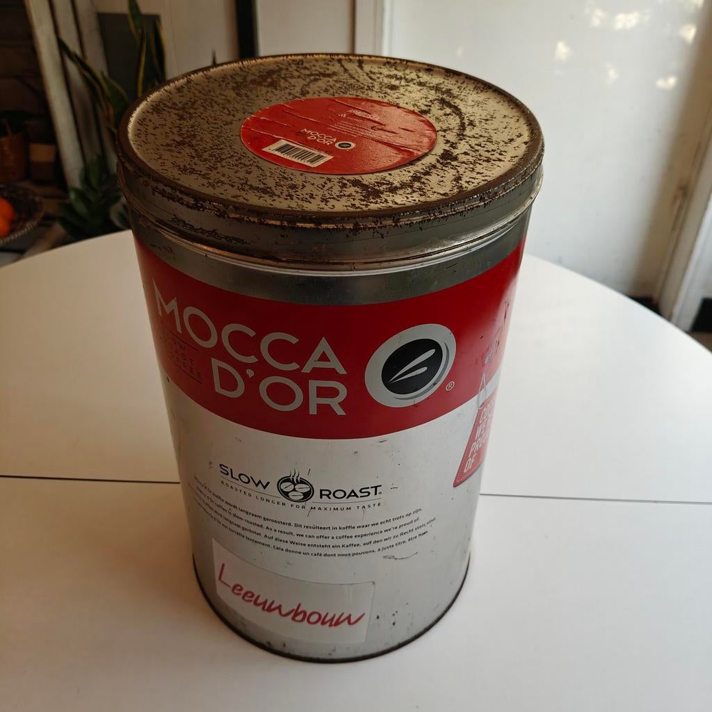 Boîte à café industrielle vintage Mocca d'Or, Antiquités & Art, Enlèvement ou Envoi