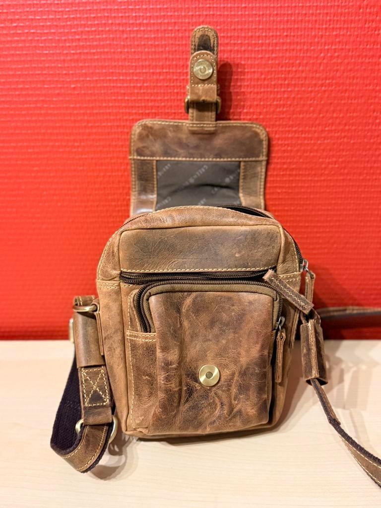 Sacoche en cuir Homme green bury, Overige merken, Bruin, Ophalen of Verzenden, Zo goed als nieuw