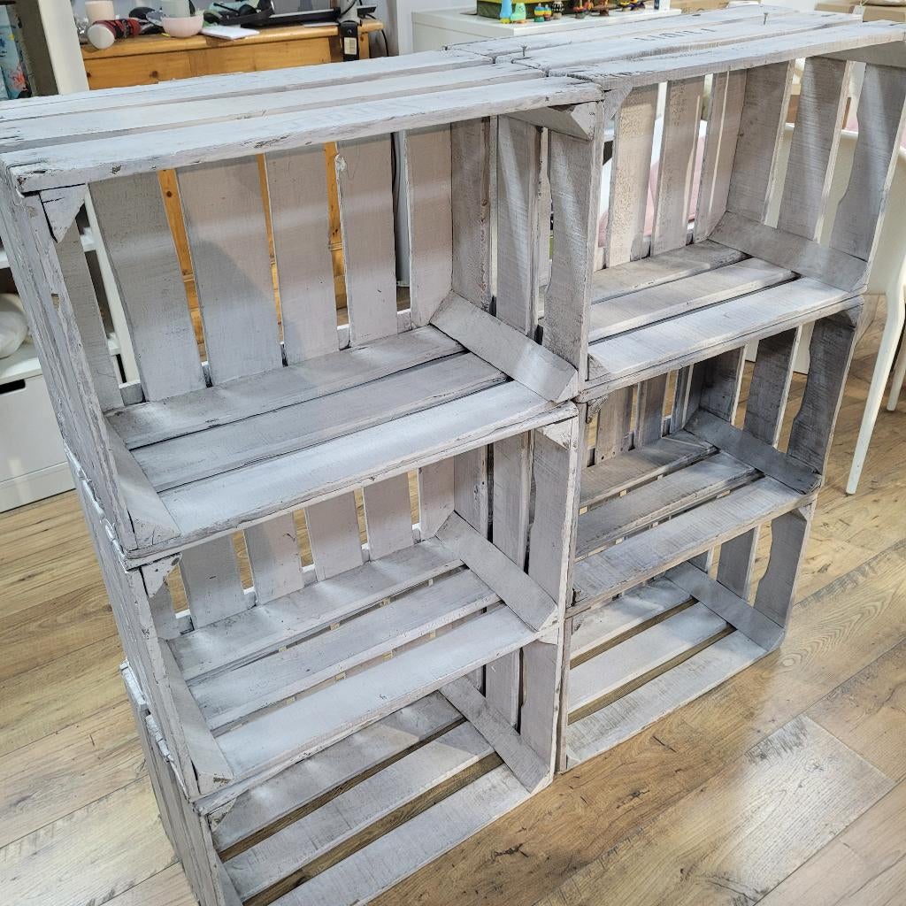 Caisse fruits bois vintage retapée rangement déco Blanchie, Enlèvement, Comme neuf