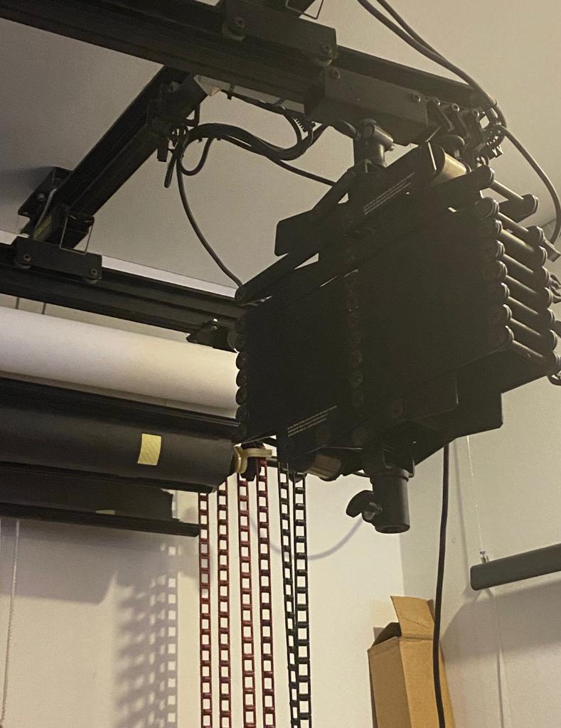 railsysteem + 3 pantografen fotostudio, Ophalen, Gebruikt, Complete fotostudio