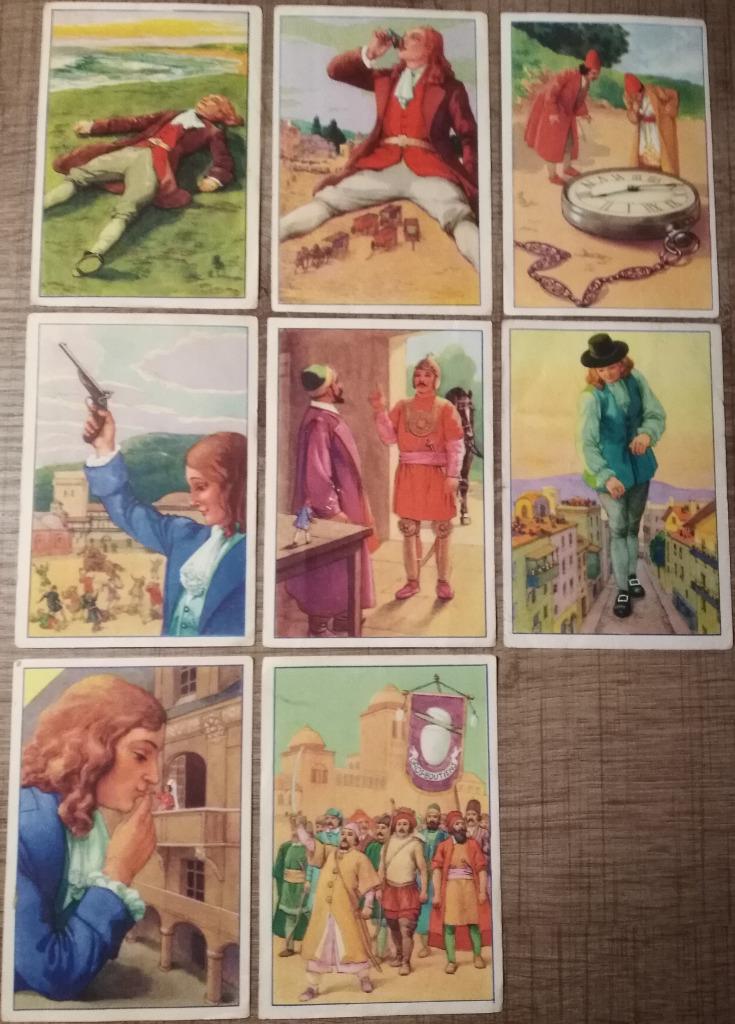 8 verzamelprenten Gulliver naar Lilliput (Victoria), Ophalen of Verzenden, Gebruikt, Overige onderwerpen, Prent