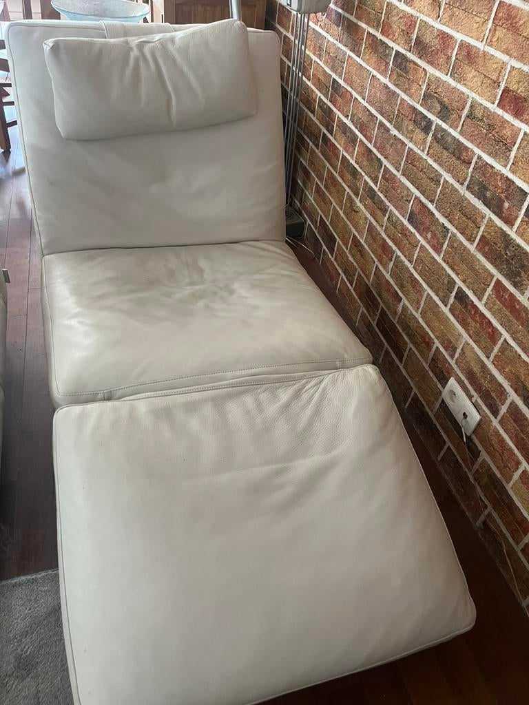 Fauteuil Relax cuir blanc, Enlèvement, Comme neuf, 75 à 100 cm, Moderne