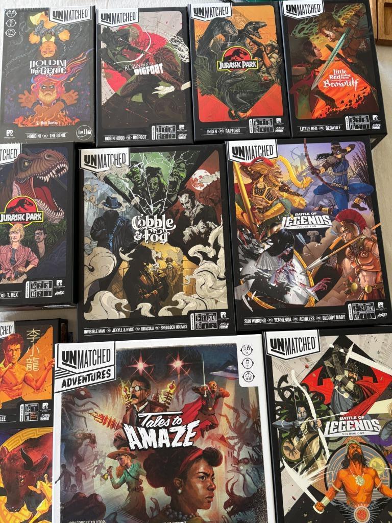 Unmatched collectie (perfecte staat, 100% sleeved, Engels), Trois ou quatre joueurs, Enlèvement ou Envoi, Comme neuf