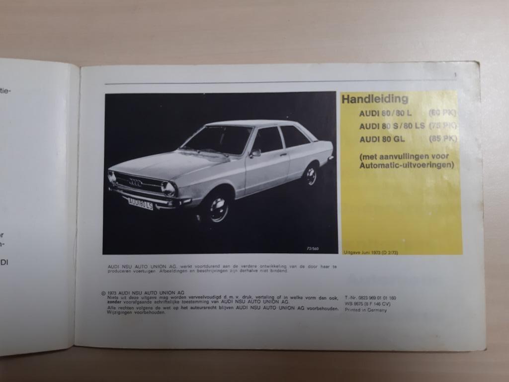 'Handleiding Audi 80 model +- 1974 met elektrisch schema', Enlèvement