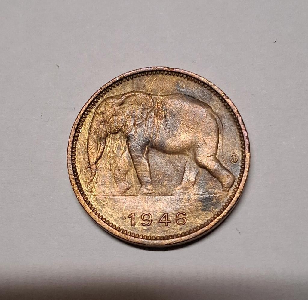 Belgisch Congo 1frank 1946, prima staat, Postzegels en Munten, Munten | België, Ophalen of Verzenden