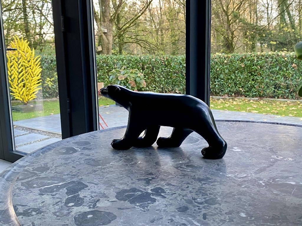 Grand Ours Art Déco bronze  Noir Signé Chenet, Antiquités & Art, Enlèvement ou Envoi, Bronze