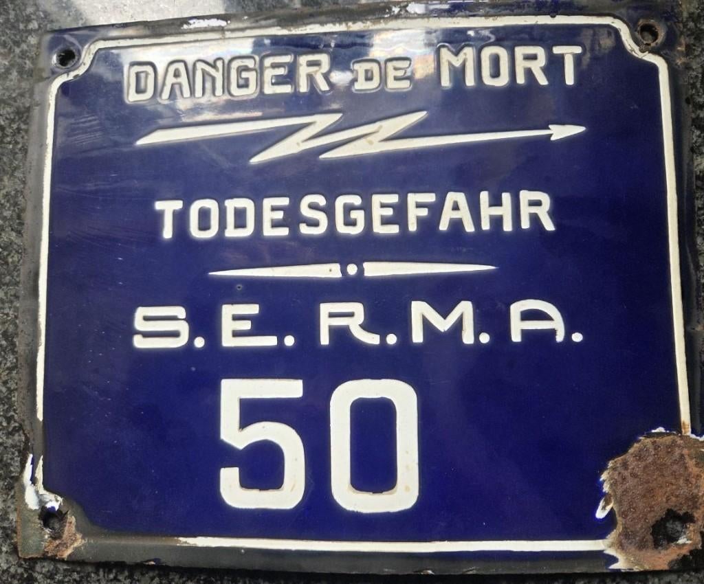Emaille bord Todesgefahr Danger de Mort Zeldzaam!!!, Verzamelen, Ophalen of Verzenden, Gebruikt