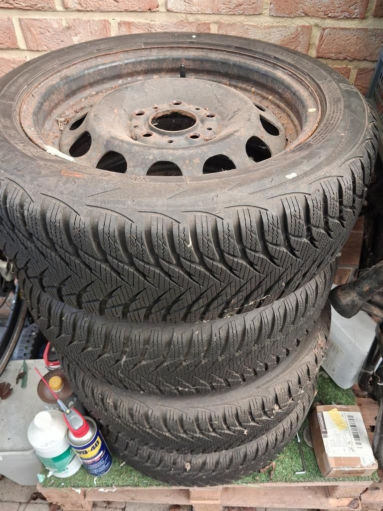 SET 16" VELGEN MET BANDEN GOODYEAR 195/55R16 (BMW 1REEKS), Ophalen, Gebruikt, 16 inch, All Season