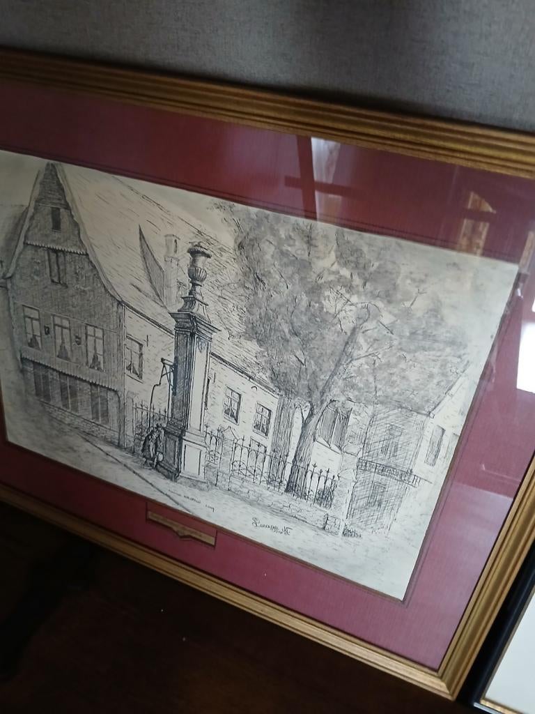 Pentekening Leuven, Antiek en Kunst, Kunst | Tekeningen en Fotografie, Ophalen