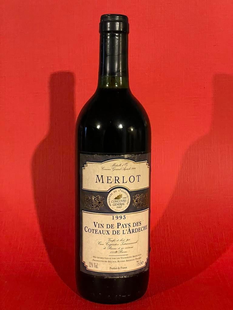 Vintage Merlot 1993 Frankrijk, Verzamelen, Wijnen, Ophalen of Verzenden, Zo goed als nieuw, Frankrijk, Rode wijn