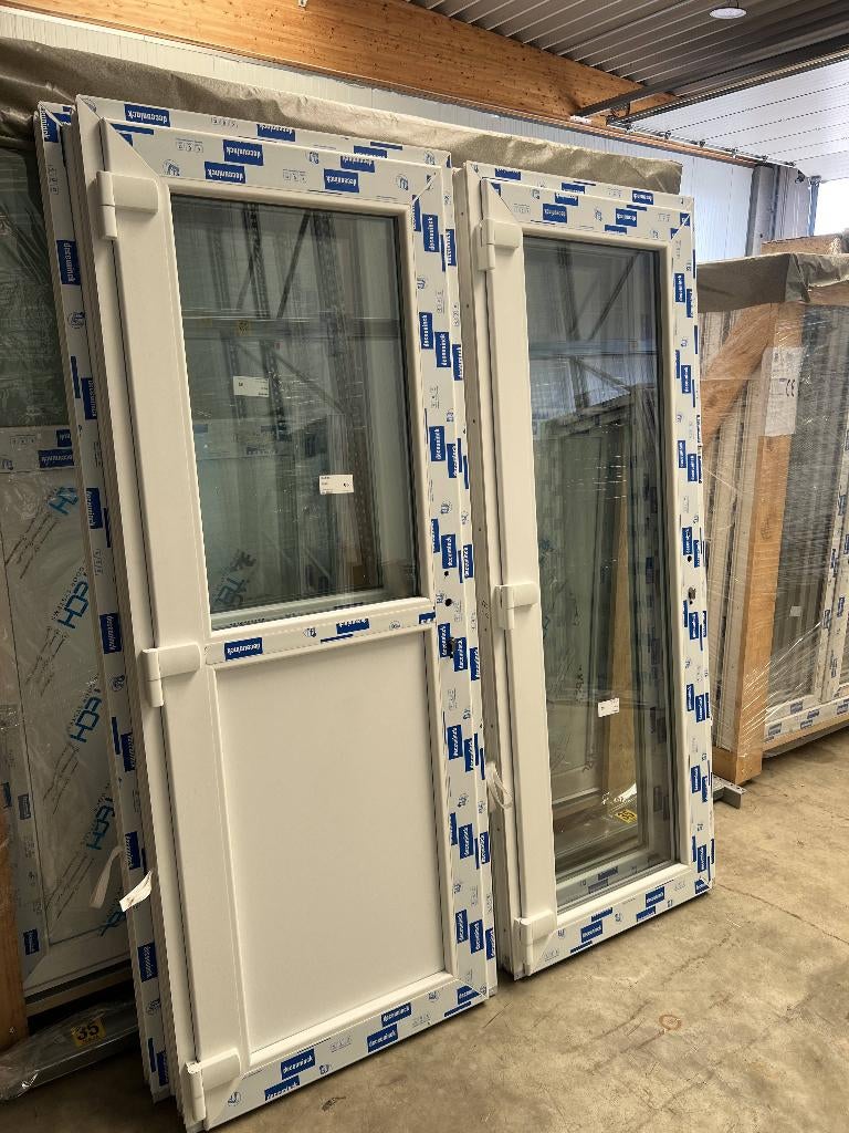 Witte PVC-deur, geglazuurd of half glas, inclusief handgreep, Ophalen of Verzenden, Nieuw, Glas, Buitendeur