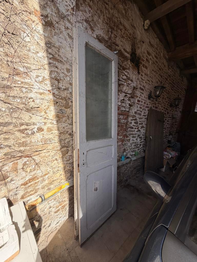 Portes ANCIENNES (coulissante) avec verries d’origine, Bricolage & Construction, Porte intérieure, Enlèvement, Utilisé, Moins de 80 cm