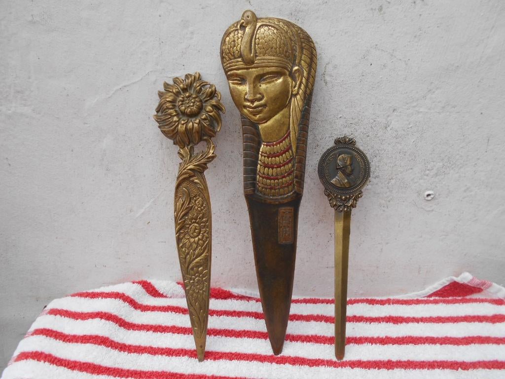 3 antieke briefopeners brons, Ophalen of Verzenden