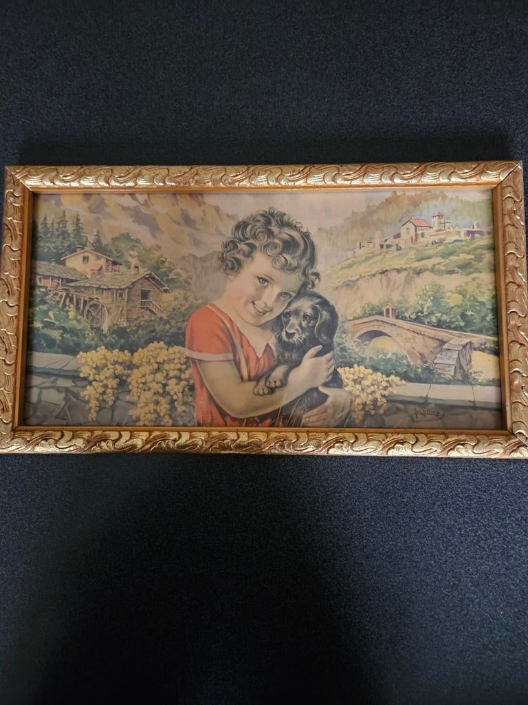 Vintage schilderij van Antonio Collino in mooi kader, Ophalen of Verzenden