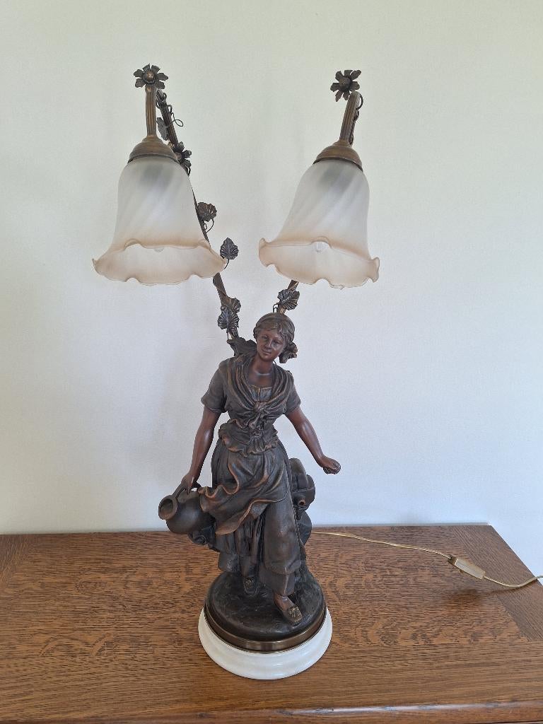 Bronzen beeld / lamp, Antiek en Kunst, Ophalen