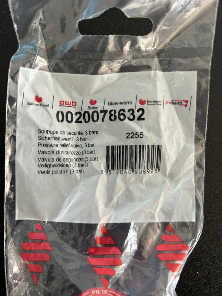 Bulex/Saunier Duval/Veiligheidsventiel, Ophalen of Verzenden, Nieuw
