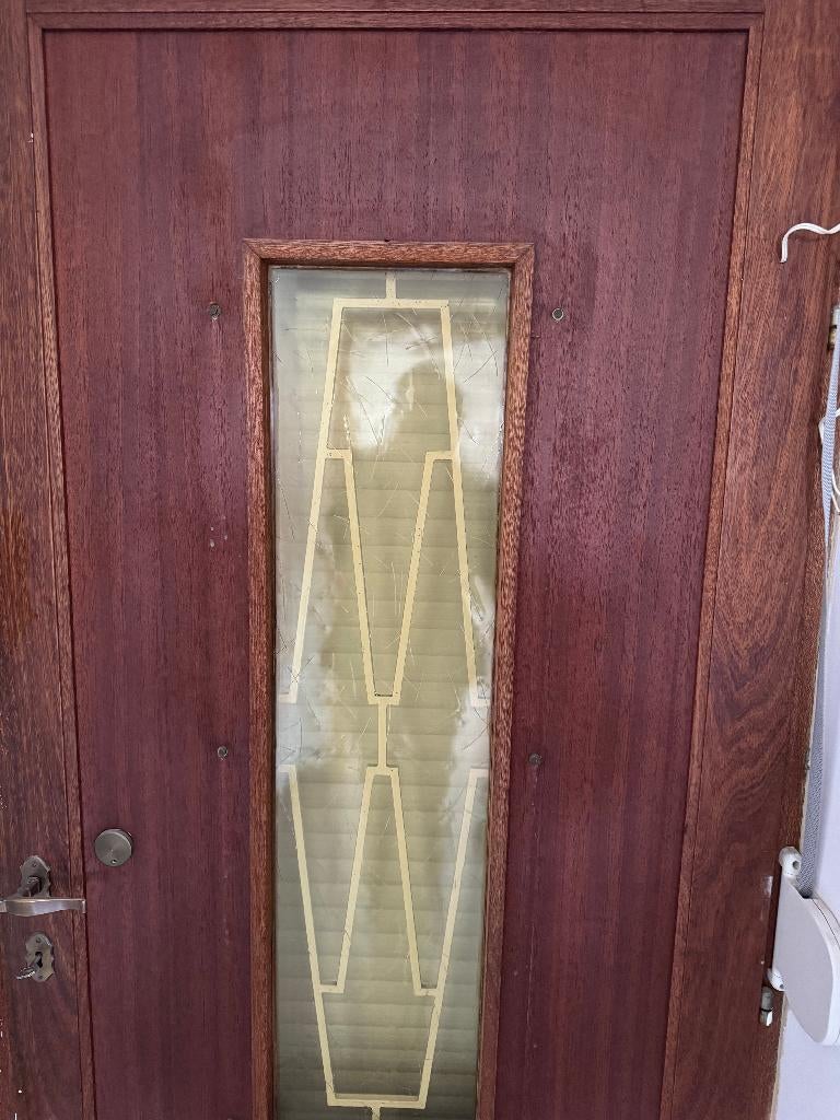 2 portes d'entrée chêne, méranti  avec serrure, Enlèvement, Utilisé