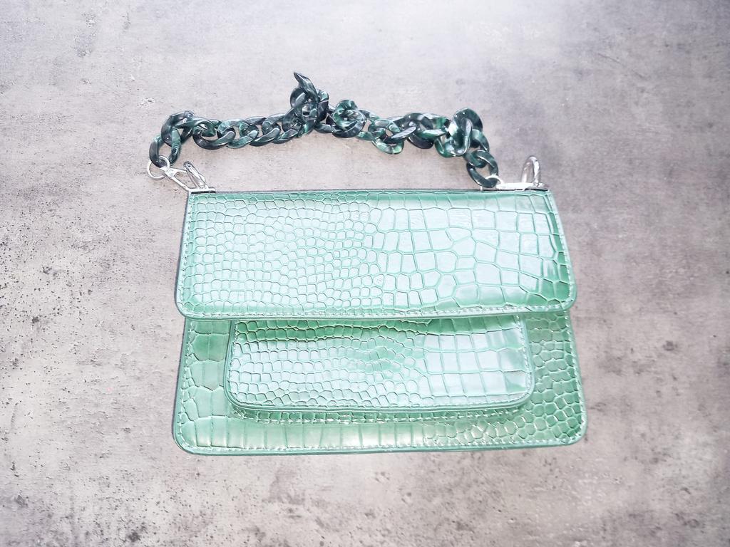 Blinkend leren tasje, Enlèvement, Comme neuf, Vert