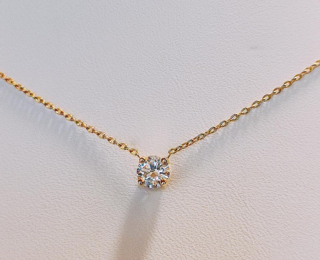 Collier-ketting met solitaire diamant 0,40G/VVS2, Handtassen en Accessoires, Kettingen, Ophalen of Verzenden, Met hanger