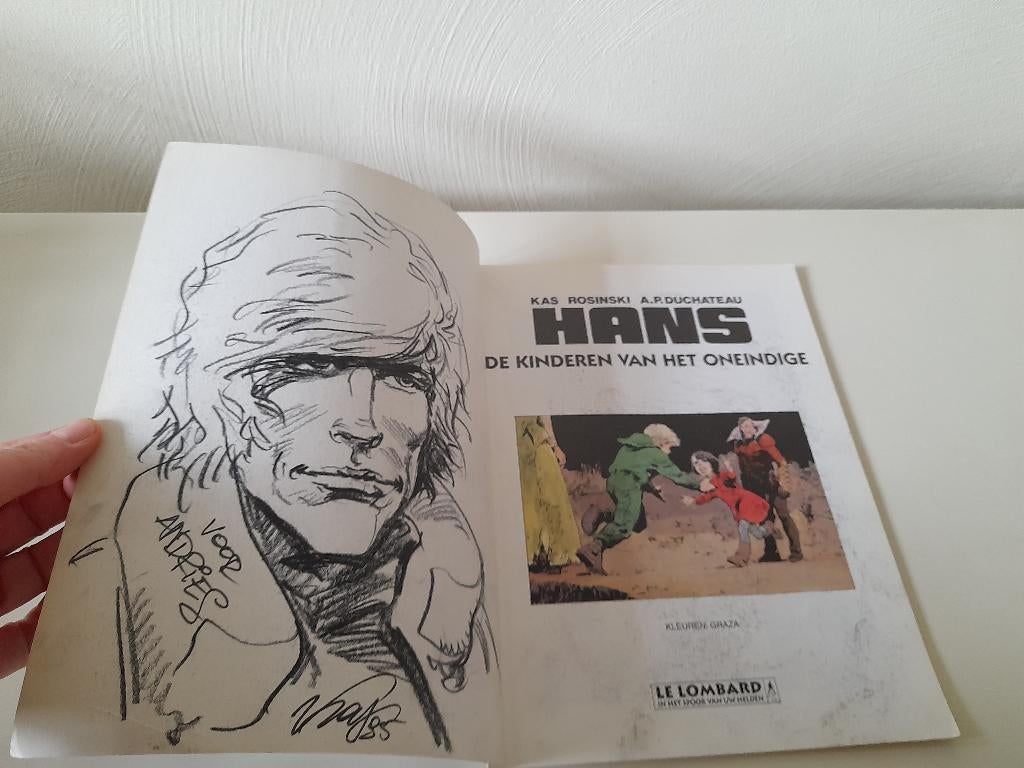Hans 7 - tekening + handtekening! Kas - Rosinski - Duchateau, Boeken, Stripverhalen, Zo goed als nieuw, Ophalen of Verzenden