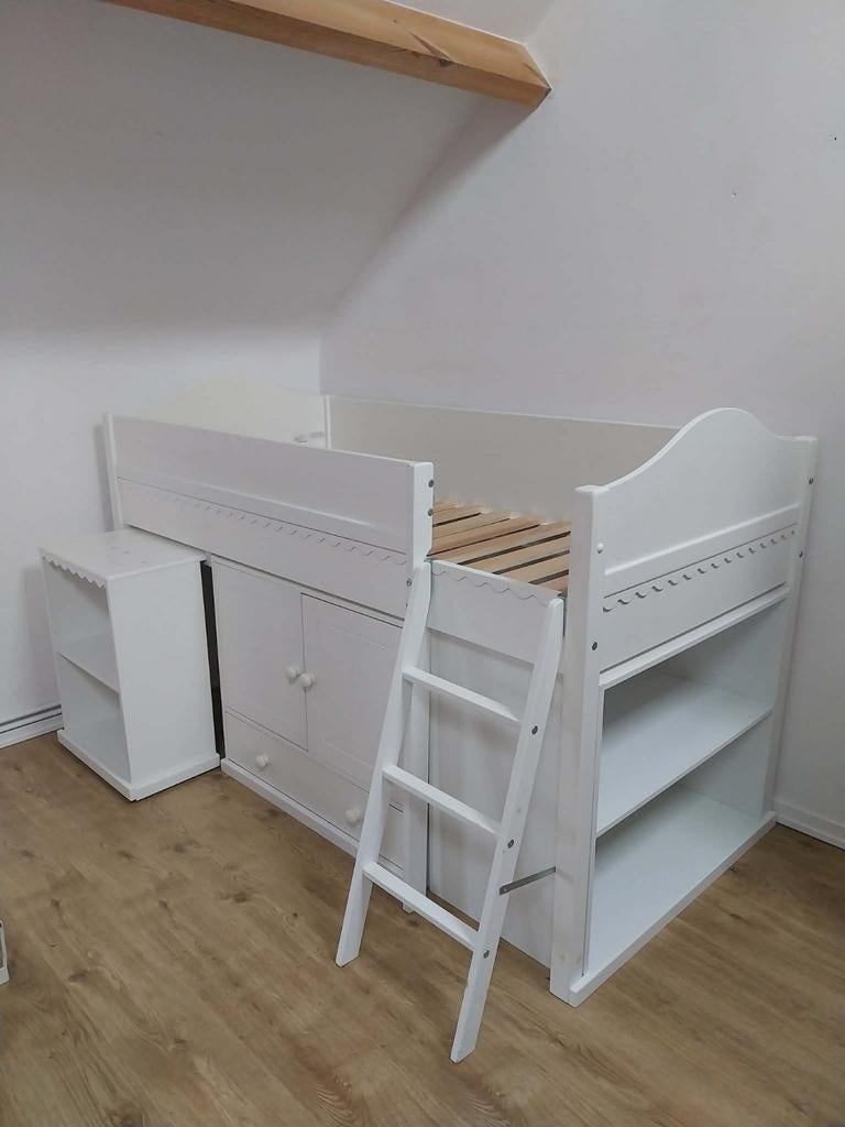 Lit combiné 90x190 avec Bureau & Rangements - Gain de place, Enlèvement, Utilisé, Lit mezzanine