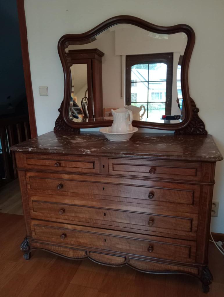 commode avec miroir cerisier, 5 tiroirs ou plus, Cerisier, Comme neuf, 100 à 150 cm
