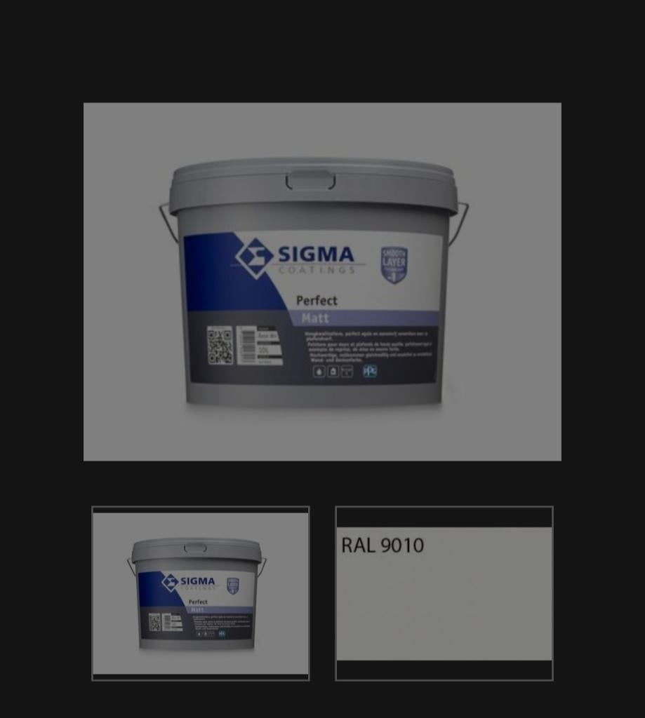 Peinture SIGMA perfect matt 10l, Bricolage & Construction, Peinture, Vernis & Laque, Enlèvement ou Envoi, Neuf, Peinture