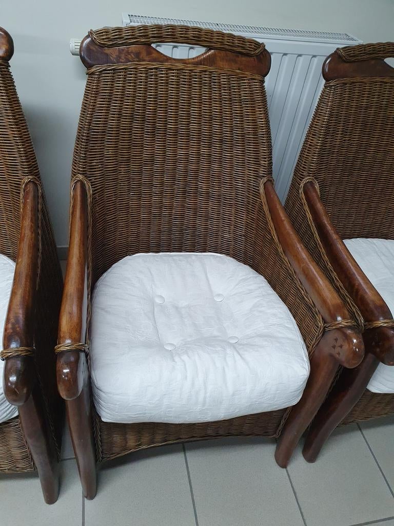 4x rotan zetels, Antiek en Kunst, Ophalen