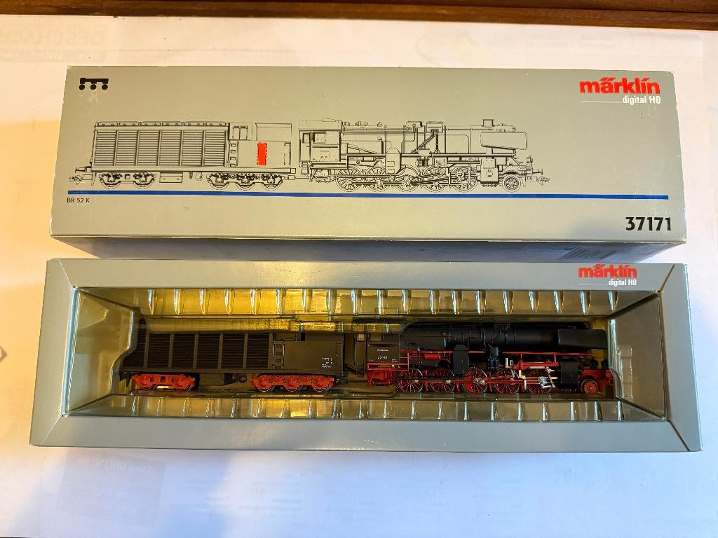 Marklin 37171 stoomlocomotief met tender (BR 52K) (Dig HO), Hobby en Vrije tijd, Wisselstroom, Locomotief, Ophalen of Verzenden