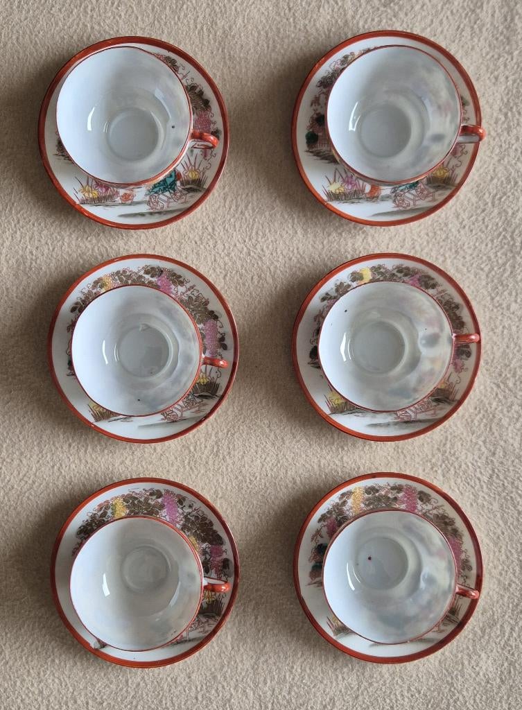 Service à thé en porcelaine japonaise - 6 pcs - fait main, Maison & Meubles, Cuisine | Vaisselle, Utilisé, Tasse(s) et/ou soucoupe(s)