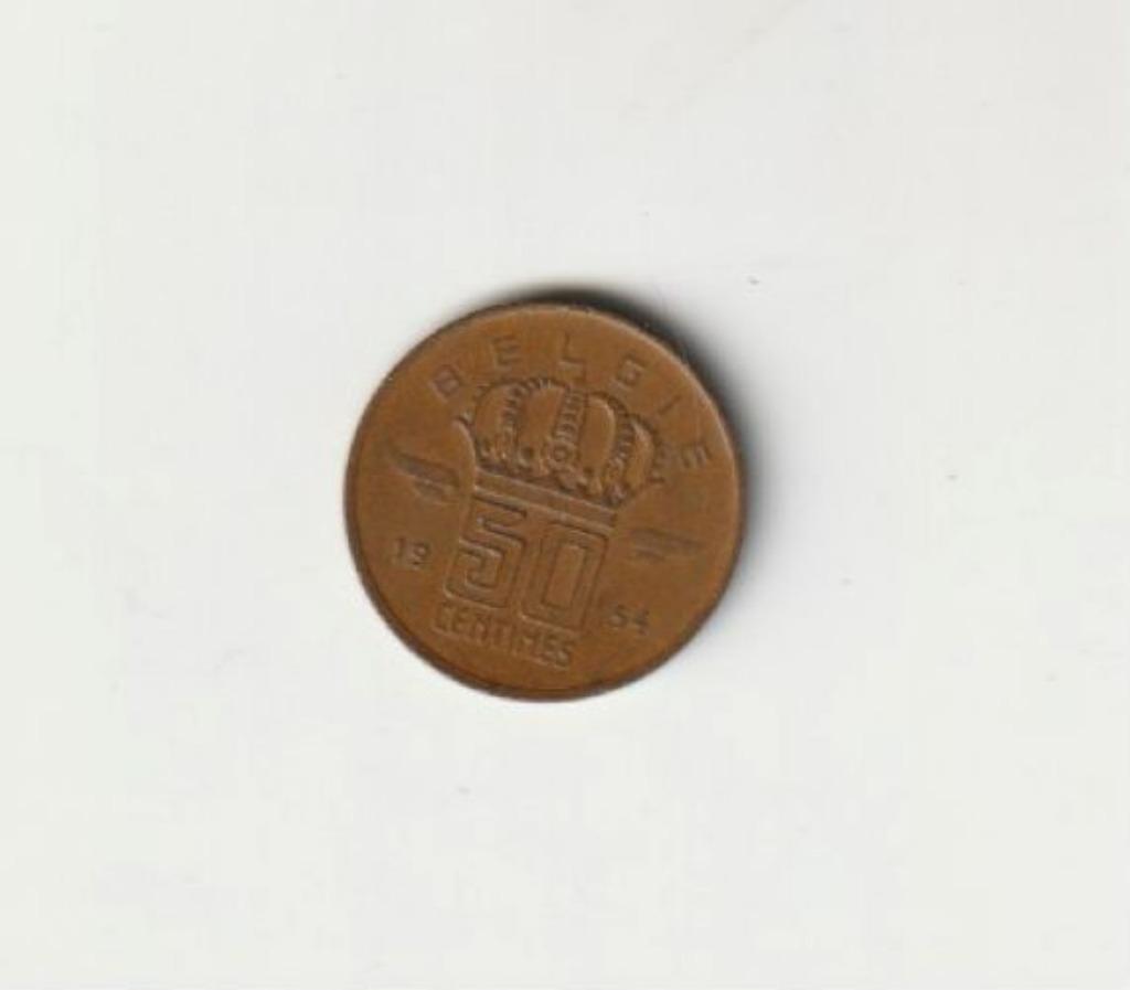 BELGIE BELGIUM BAUDOUIN 50 C 1954 NL, Timbres & Monnaies, Monnaies | Belgique, Enlèvement ou Envoi, Métal, Monnaie en vrac