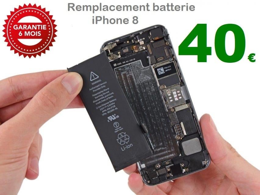 Remplacement batterie iPhone 8 à Bruxelles 40€ Garantie, Télécoms, Enlèvement, Apple iPhone