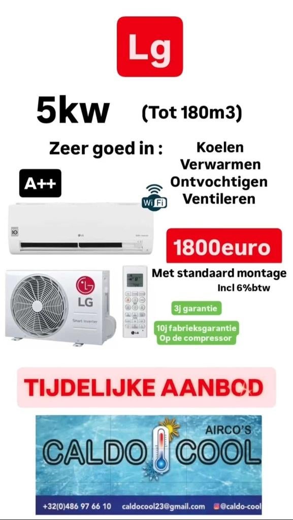 AIRCO'S MET MONTAGE KOELEN EN VERWARMEN, Elektronische apparatuur, Airco's, Ophalen, Koelen en Ontvochtigen, Nieuw, 3 snelheden of meer