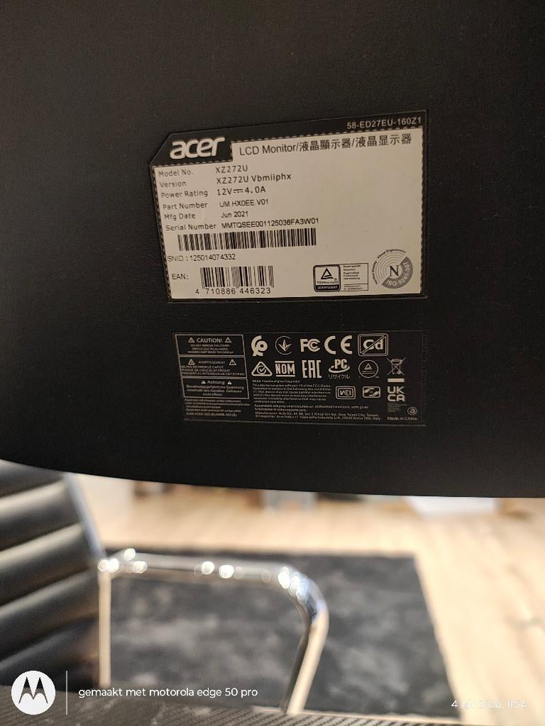 Acer Lcd 27 inch 1440p 165 hz, Computers en Software, Monitoren, Minder dan 1 ms, Zo goed als nieuw, Overige typen, DisplayPort