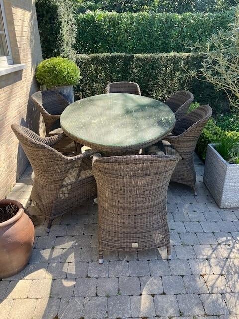 Tuinset 4 Seasons Outdoor - 7 delig, Ophalen, Gebruikt, 6 zitplaatsen, Wicker
